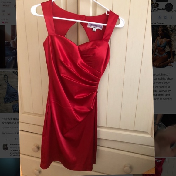 Red Satin Hailey Logan by Adrianna Papell Dress - Picture 1 of 2